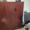 Mahogany 2 Door Storage Cabinet w/ Adjustable Shelves, Locking